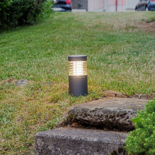 Podstavná lampa Lucande LED Lucius, 27 cm, antracitová, IP54, Čierna, Hliník, Moderný, Vonkajčie stĺpové osvetlenie