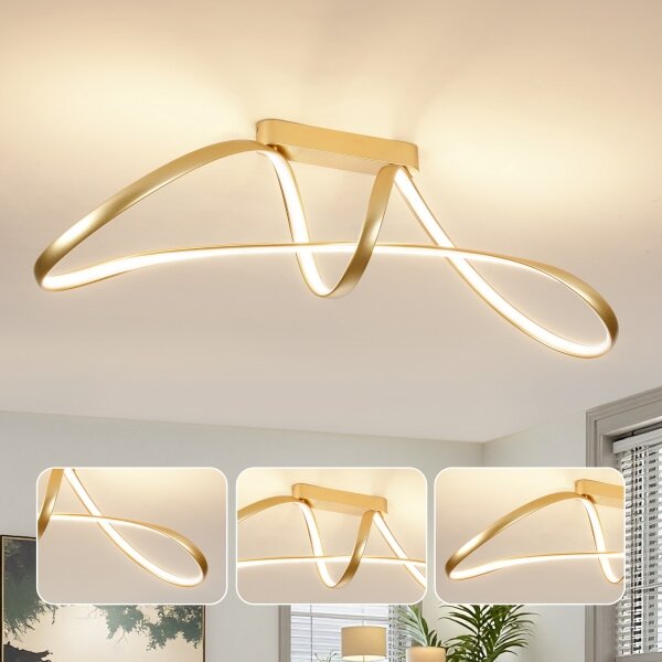 Brilagi-LED Stmievateľný prisadený luster TWISTER LED/60W/230V 3000-6000K zlatý+DO