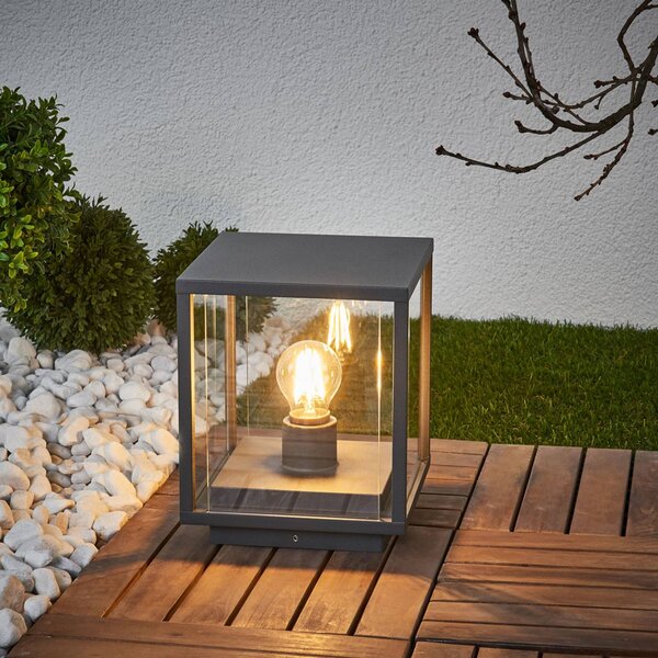 Lucande Podlahová lampa Annalea, 24,5 cm, antracitová, IP54, Čierna, Hliník, Moderný, Vonkajčie stĺpové osvetlenie