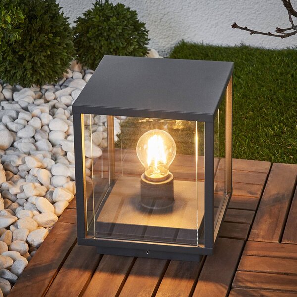 Lucande Podlahová lampa Annalea, 24,5 cm, antracitová, IP54, Čierna, Hliník, Moderný, Vonkajčie stĺpové osvetlenie