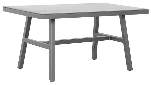 Záhradný stôl čierny sklenená vrchná doska čierny kovový rám 150 x 90 cm obdĺžnikový moderný industriálny