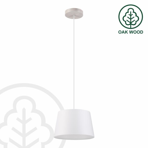 Závesné svietidlo AIDA na lanku 1xE27/60W/230V, priemer 25 cm, dub/biela