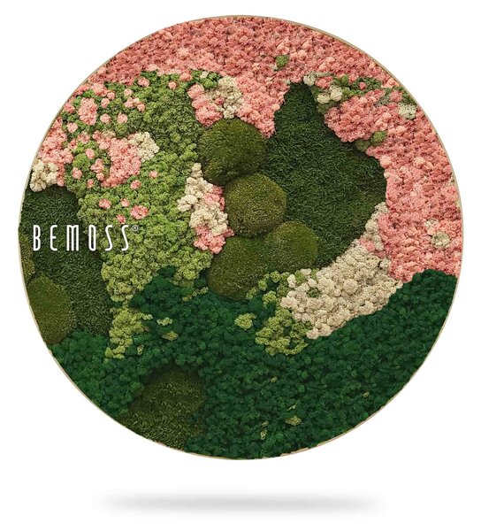 Machový obraz kruh BEMOSS® ORTHO PINK - Priemer 40 cm