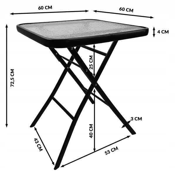 Dekorstudio Záhradný skladací stolík TASOS štvorcový - 60 cm