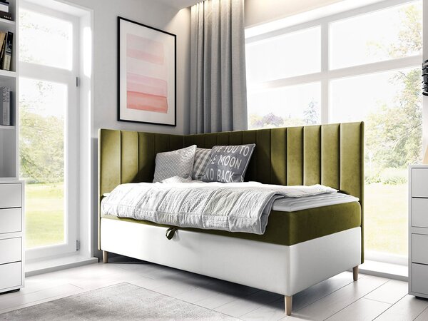 Mirjan24 Kontinentálna posteľ Junior Kamire 3, Strana: ľavá, Rozmer postele: 80x200, Dostupné poťahy: ekokoža Soft 017 (biela) + Fresh 04 5903211192340