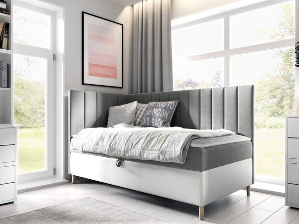 Mirjan24 Kontinentálna posteľ Junior Kamire 3, Strana: ľavá, Rozmer postele: 80x200, Dostupné poťahy: ekokoža Soft 017 (biela) + Fresh 04 5903211192340