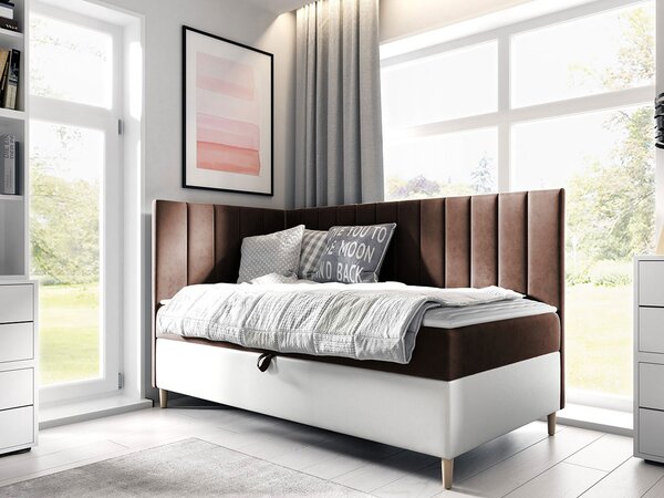 Mirjan24 Kontinentálna posteľ Junior Kamire 3, Strana: ľavá, Rozmer postele: 80x200, Dostupné poťahy: ekokoža Soft 017 (biela) + Fresh 04 5903211192340