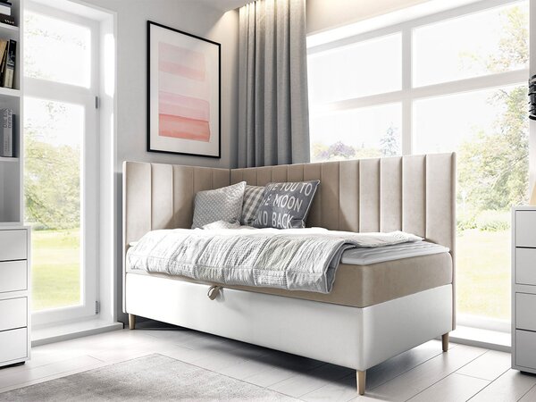 Mirjan24 Kontinentálna posteľ Junior Kamire 3, Strana: ľavá, Rozmer postele: 80x200, Dostupné poťahy: ekokoža Soft 017 (biela) + Fresh 04 5903211192340