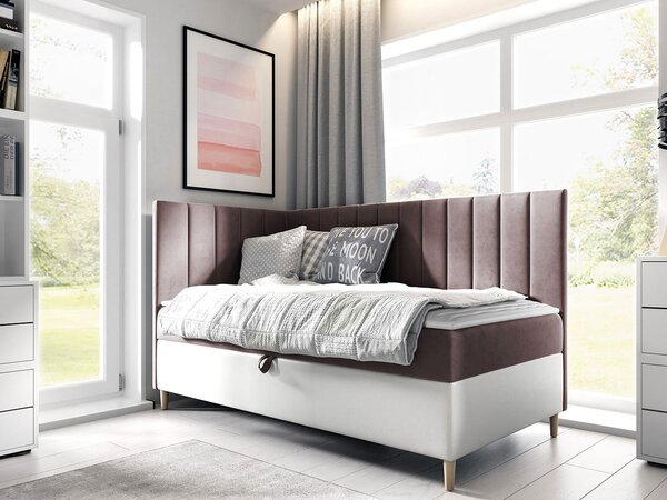 Mirjan24 Kontinentálna posteľ Junior Kamire 3, Strana: ľavá, Rozmer postele: 80x200, Dostupné poťahy: ekokoža Soft 017 (biela) + Fresh 04 5903211192340