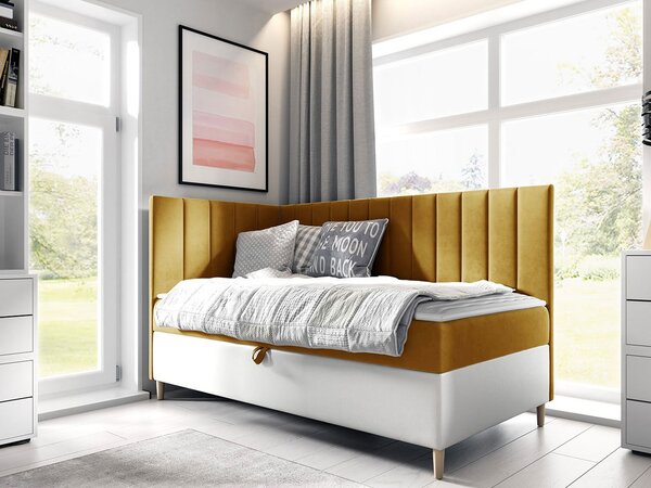 Mirjan24 Kontinentálna posteľ Junior Kamire 3, Strana: ľavá, Rozmer postele: 80x200, Dostupné poťahy: ekokoža Soft 017 (biela) + Fresh 04 5903211192340