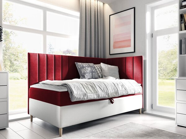Mirjan24 Kontinentálna posteľ Junior Kamire 3, Strana: pravá, Rozmer postele: 90x200, Dostupné poťahy: ekokoža Soft 017 (biela) + Fresh 08 5903211204524
