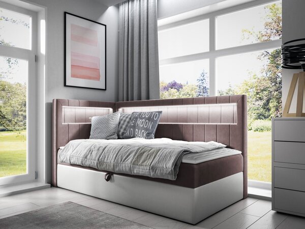 Mirjan24 Kontinentálna jednolôžková posteľ Junior Ribezo 3, Strana: pravá, Rozmer postele: 80x200, Dostupné poťahy: ekokoža Soft 017 (biela) + Fresh 01 5903211203244