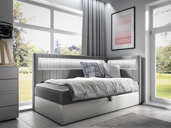 Mirjan24 Kontinentálna jednolôžková posteľ Junior Ribezo 3, Strana: pravá, Rozmer postele: 80x200, Dostupné poťahy: ekokoža Soft 017 (biela) + Fresh 14 5903211203305