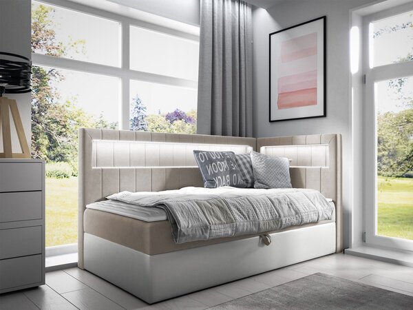Mirjan24 Kontinentálna jednolôžková posteľ Junior Ribezo 3, Strana: pravá, Rozmer postele: 80x200, Dostupné poťahy: ekokoža Soft 017 (biela) + Fresh 01 5903211203244
