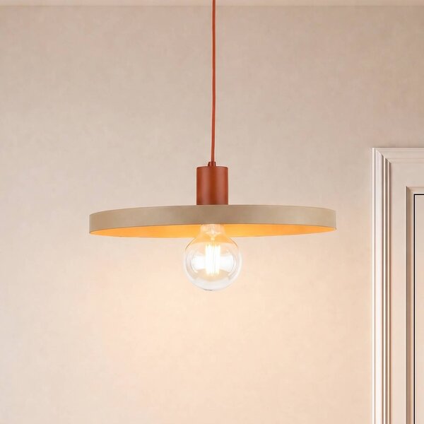 TK Lighting Závesné svietidlo Sila, piesková/červená, kov, Ø 45 cm, E27, Krémová / jantárovo žltá, Obývacia izba / jedáleň, kov, Moderný, Závesné svietidlo