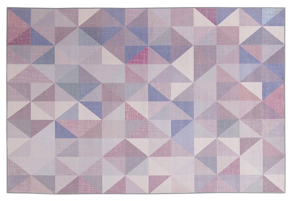 Koberec sivý a modrý 140 x 200 cm obdĺžnikový s geometrickým trojuholníkovým vzorom moderný