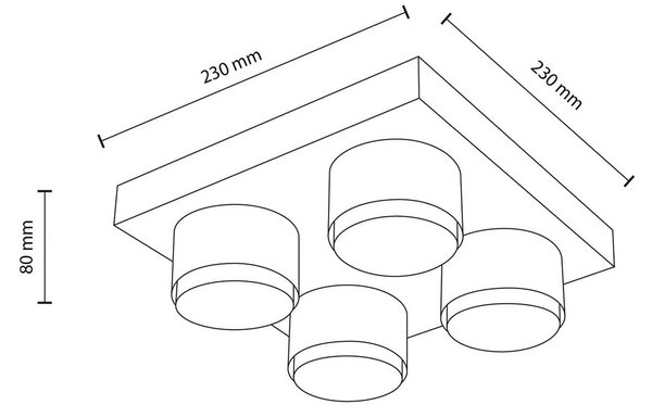 Stropné svietidlo Brix, zelené, dĺžka 23 cm, 4-pl., GX53, Zelená, Obývacia izba / jedáleň, kov, Moderný, Stropné svetlo