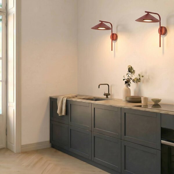 TK Lighting Nástenné svetlo Lume S, bordová, kovová, výška 31 cm, GX53, Červená, Obývacia izba / jedáleň, kov, Moderný, Nástenné svietidlo
