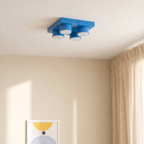 TK Lighting Stropné svietidlo Brix, modré, dĺžka 23 cm, 4-pl., GX53, Modrá, Obývacia izba / jedáleň, kov, Moderný, Stropné svetlo