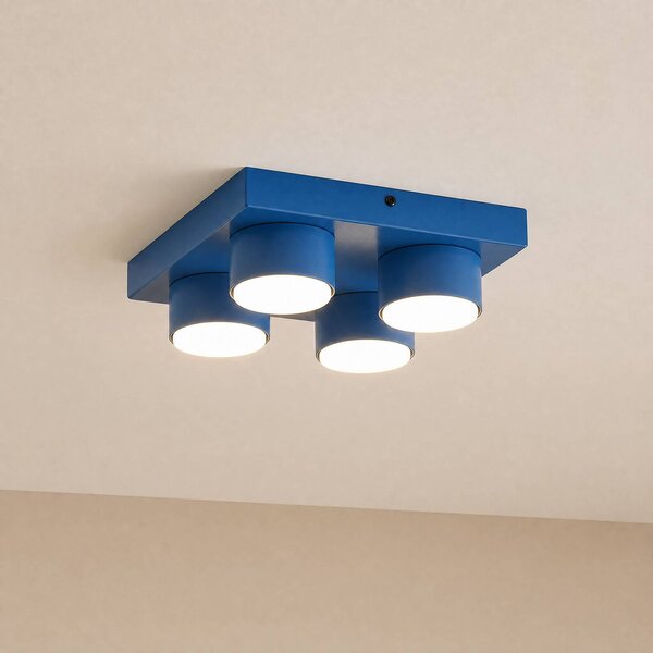 TK Lighting Stropné svietidlo Brix, modré, dĺžka 23 cm, 4-pl., GX53, Modrá, Obývacia izba / jedáleň, kov, Moderný, Stropné svetlo