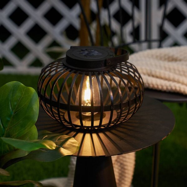 Solárna stolová lampa Pauleen LED SUNSHINE BLISS, čierna, 17 cm, IP44, Čierna, Bambus, Štýl mladých, Lampáš