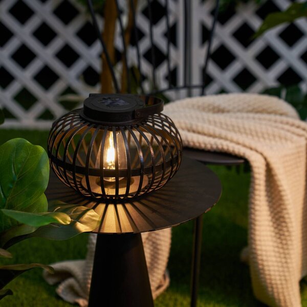 Solárna stolová lampa Pauleen LED SUNSHINE BLISS, čierna, 17 cm, IP44, Čierna, Bambus, Štýl mladých, Lampáš