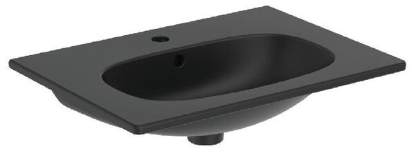 Ideal Standard Tesi - Umývadlo nábytkové 625x450 mm, s prepadom, otvor na batériu, čierna T3510V3