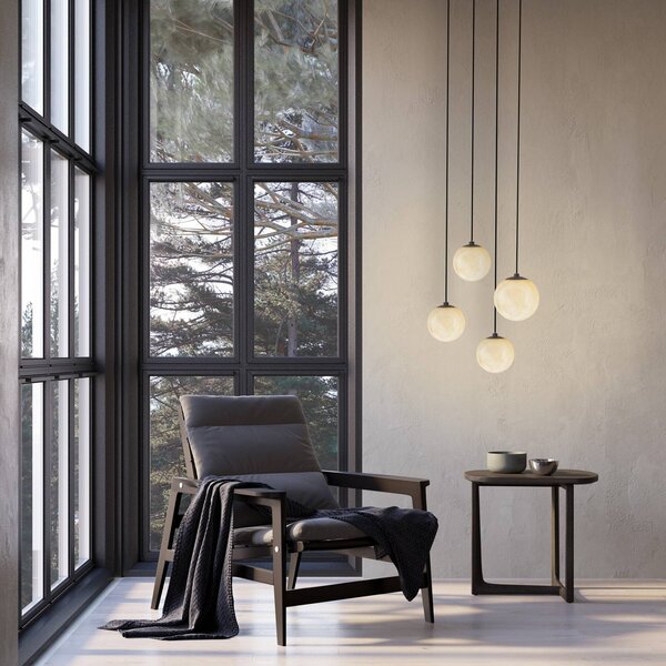 Molto Luce LED závesné svietidlo ARE, čierne, alabastrové, Ø 8 cm, DALI, Čierna, Obývacia izba / jedáleň, Kameň, Moderný, Závesné svietidlo