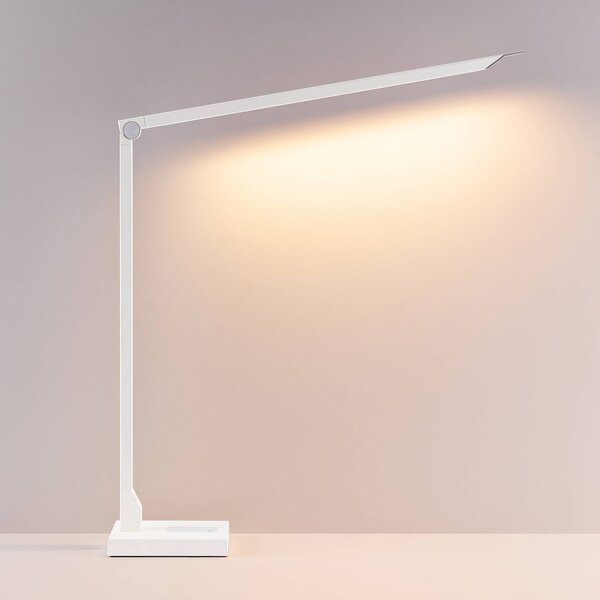 LED stolná lampa FLOYD ACCU, biela, 55 cm, stmievateľné, Biela / opálová, Pracovňa / Kancelária, Hliník, Moderný, Stolová lampa