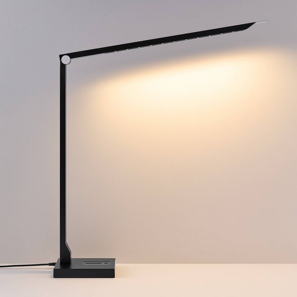LED stolná lampa FLOYD PRO, čierna, 55 cm, stmievateľné, Čierna, Pracovňa / Kancelária, Hliník, Moderný, Stolová lampa