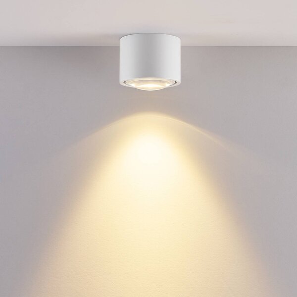 Vonkajšia stropná LED lampa MAG MINI, biela, Ø 9 cm, stmievateľné, IP44, Biela / opálová, Kúpeľňa, Hliník, Moderný, Závesné svietidlo