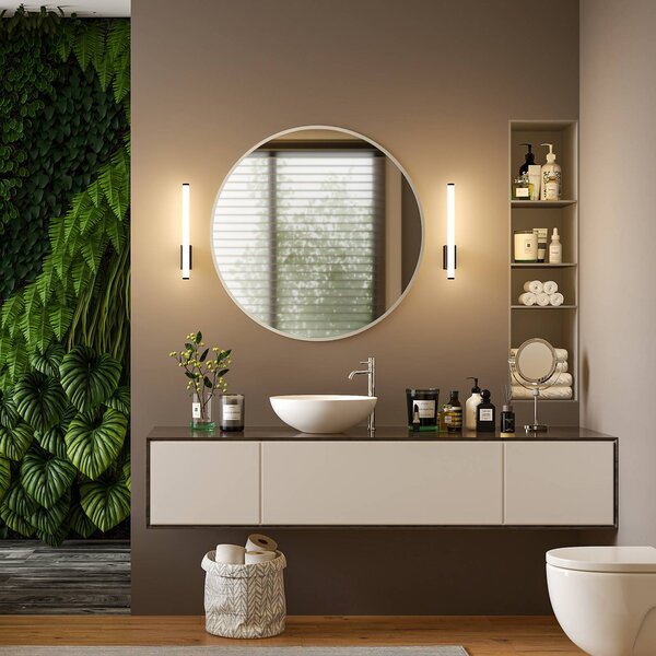 LED nástenné svetlo VINA UP S, čierna, výška 40 cm, IP44,, Čierna, Kúpeľňa, Hliník, Moderný, Nástenné svietidlo