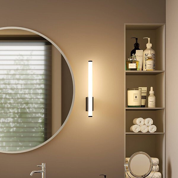 LED nástenné svetlo VINA UP S, čierna, výška 40 cm, IP44,, Čierna, Kúpeľňa, Hliník, Moderný, Nástenné svietidlo