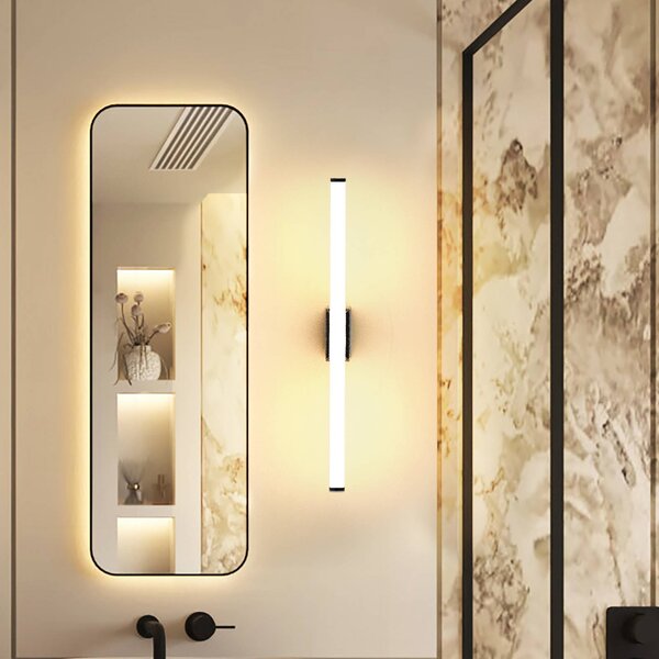 LED nástenné svetlo VINA S, čierna, šírka 40 cm, IP44,, Čierna, Kúpeľňa, Hliník, Moderný