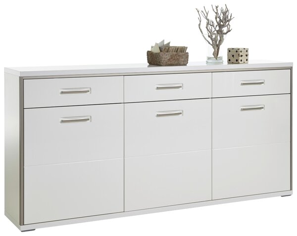 ŠIROKÁ KOMODA, strieborná, biela s vysokým leskom, 184/89/45 cm Livetastic - Online Only drobný nábytok, Online Only