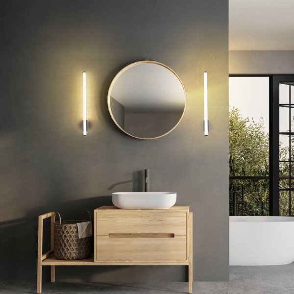 LED nástenné svetlo VINA UP M, čierna, výška 60 cm, IP44,, Čierna, Kúpeľňa, Hliník, Moderný, Nástenné svietidlo