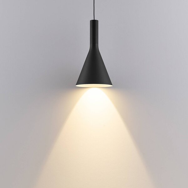 LED závesné svietidlo LORA I, čierne, Ø 15 cm, stmievateľné, 40°,, Čierna, Obývacia izba / jedáleň, kov, Moderný, Závesné svietidlo