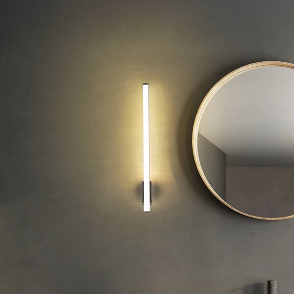 LED nástenné svetlo VINA UP M, čierna, výška 60 cm, IP44,, Čierna, Kúpeľňa, Hliník, Moderný, Nástenné svietidlo