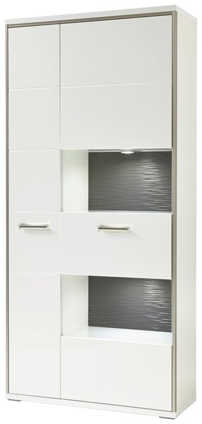 KOMBINÁCIA VITRÍN, sivá, strieborná, biela, biela s vysokým leskom, 94/201/38 cm Livetastic - Sklenené vitríny, Online Only