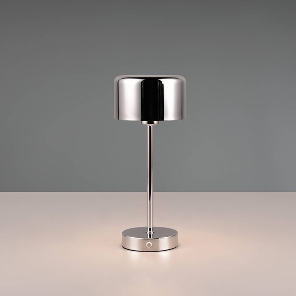 Nabíjacia stolová lampa Jeff LED, chrómová farba, výška 30 cm, kov