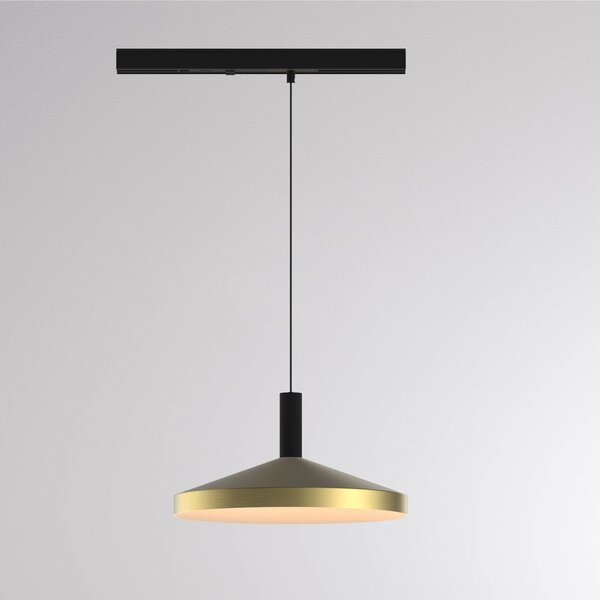 LED závesné svietidlo na lištu LORA III, mosadz, Ø 36 cm, 40°, 3-fázové, Mosadz / zlato, Obývacia izba / jedáleň, kov, Moderný, Závesné svietidlo