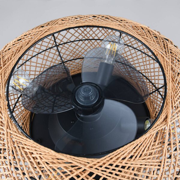 Stropný ventilátor Lillesand s osvetlením, tichý, Ø 50 cm, FB, Hnedá / hrdzavá, Obývacia izba / jedáleň, kov, Závesné svietidlo
