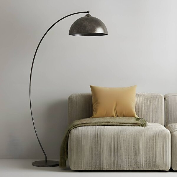 Oblúková lampa Lindby Jonera, sivá, kov, výška 185 cm, Hliník / sivá / zinok, Obývacia izba / jedáleň, kov, Štýl mladých, Oblúková stojaca lampa