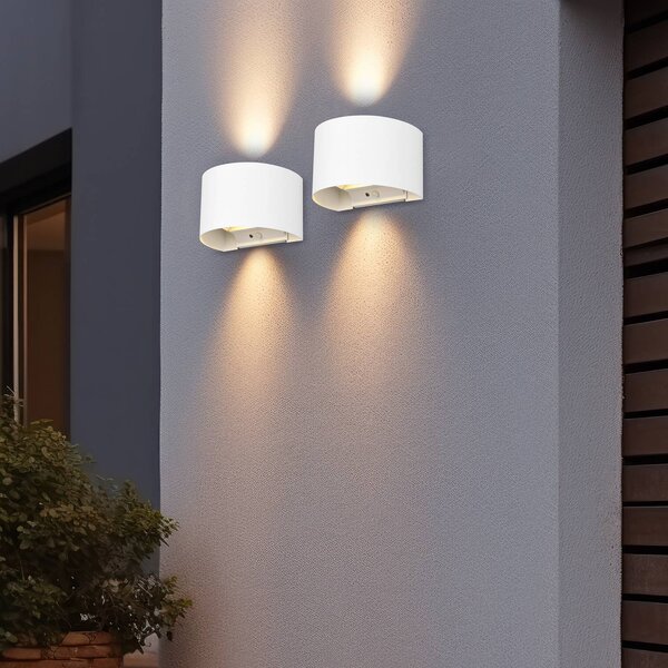 Nabíjateľné vonkajšie nástenné svietidlo LED Talent, biele, šírka 16 cm
