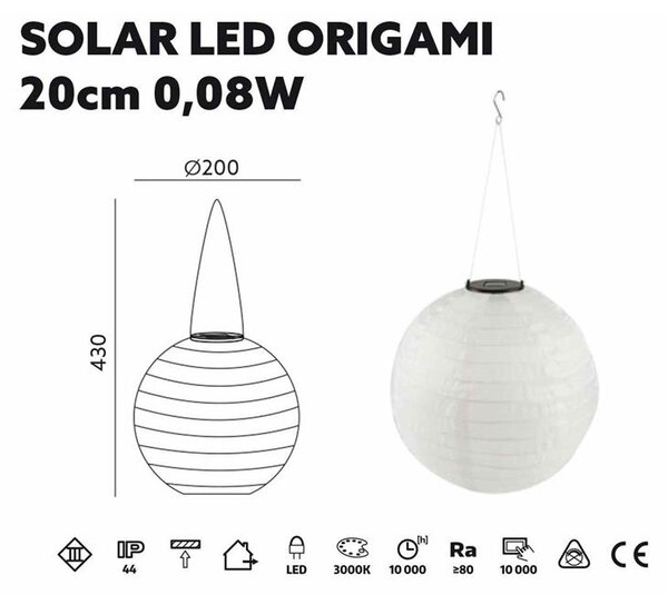 Záhradné solárne LED svietidlo ORIGAMI 20CM