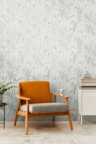 A.S. Création | Vliesová tapeta na stenu French Affair 39936-3 | 0,53 x 10,05 m | šedá, zelená, biela, metalická