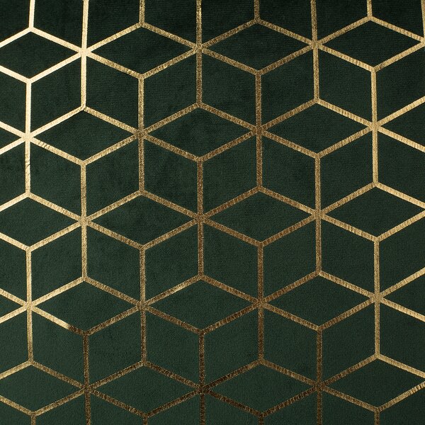 Sada 2 dekoratívnych vankúšov zelený zamat kockovaný vzor 45 x 45 cm geometrická fóliová potlač moderné glamour doplnky