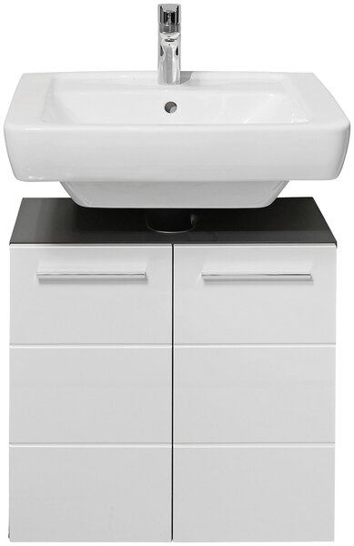 SKRINKA POD UMÝVADLO, biela s vysokým leskom, antracitová, 60/62/31 cm Xora - Kúpeľňové skrinky, Online Only