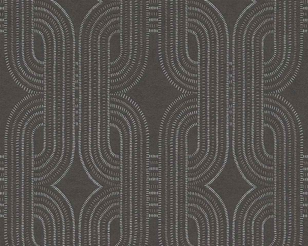 A.S. Création | Vliesová tapeta na stenu French Affair 39937-4 | 0,53 x 10,05 m | čierna, metalická, bronzová
