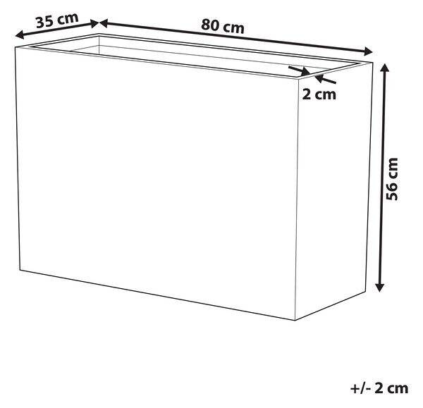 Kvetináč sivý kamenný 34 x 80 x 56 cm izbový vonkajší obdĺžnikový moderný črepník